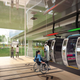 A render of a Paris cable car station.